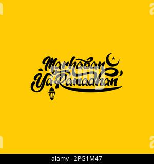 Lettering Marhaban Ya Ramadhan. Islamic Background. Ramadan Mubarak. Vector Stock Vector