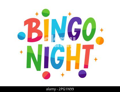 BINGO NIGHT logo with lottery balls and stars. Bingo game. Vector illustration lucky quote. Fortune text Stock Vector