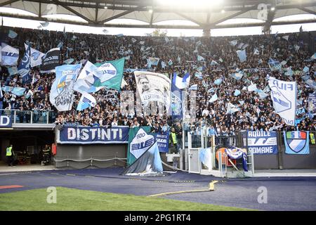 Rome, Lazio. 19th Mar, 2023. Lazio fans during football Serie A match Serie A match Lazio v Roma, Rome, Italy, March 19th, 2023 Credit: massimo insabato/Alamy Live News Stock Photo