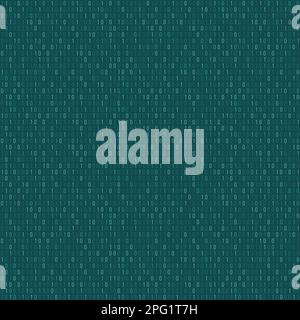 Computer data pattern. Binary code seamless vector background. Zero one algorithm turquoise blue texture. Stock Vector