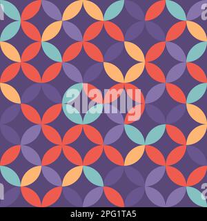 Cool overlapping circles seamless texture. 1950s pastel ovals and circles vector geometric fashion pattern. Colorful fashion print. Stock Vector