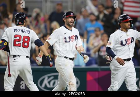 Paul Goldschmidt of the U.S. World Baseball Classic team rounds the bases  after hitting a solo home run in the sixth inning of an exhibition game  against the San Francisco Giants on
