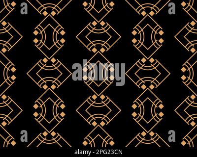 Geometric seamless pattern in art deco style. Golden lines pattern, vintage linear style. Design a template for wallpapers, banners, posters and adver Stock Vector