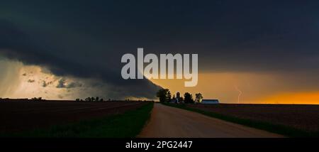 Storm clouds at sunset in Iowa. Stock Photo