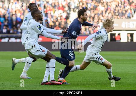 Paris, France. 19th Mar, 2023. Lionel Messi in action during the match between PSG and Rennes at the Parc des Princes, 19 March 2023 Credit: LE PICTORIUM/Alamy Live News Stock Photo