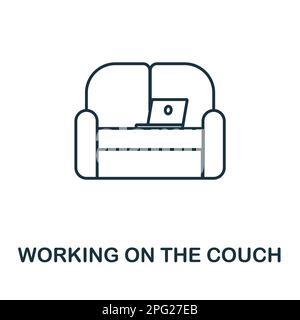 Working On The Couch icon. Monochrome simple Working On The Couch icon ...