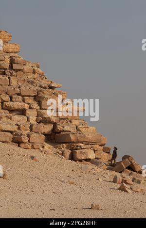 Egypt, Dashur, Sneferu's Bent Pyramid with tourist. Stock Photo