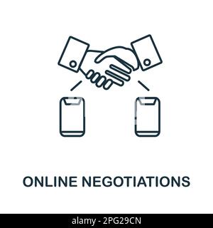Online Negotiations line icon. Monochrome simple Online Negotiations outline icon for templates, web design and infographics Stock Vector