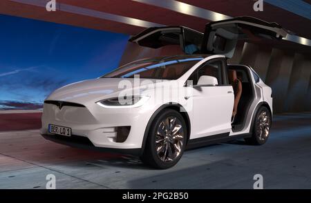 Tesla Model X is an electric car unlike any other Stock Photo