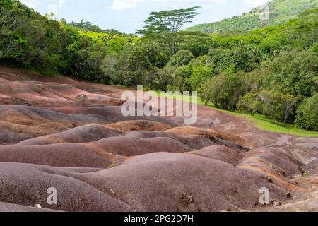 Chamarel Coloured Earth, Chamarel, Mauritius Stock Photo