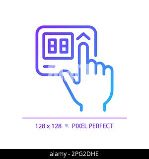 Hand with thermostat pixel perfect gradient linear vector icon Stock Vector