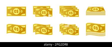Canadian Dollar Banknote Icon Set Stock Vector