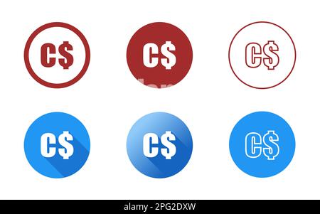 Canadian Dollar Symbol Icon Set Stock Vector