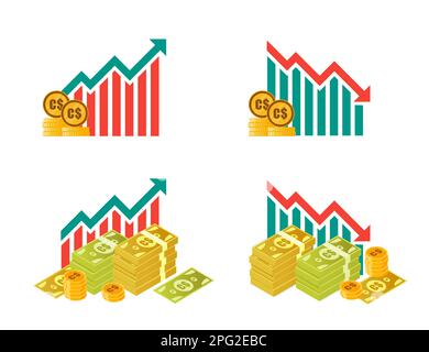 Canadian Dollar Money Fluctuation Illustrations Stock Vector