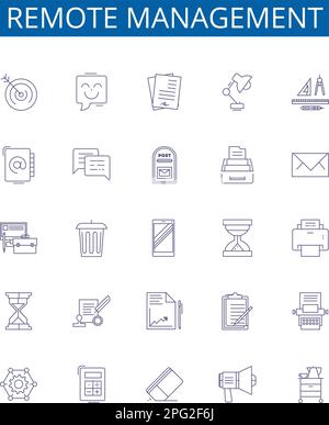 Remote management line icons signs set. Design collection of Remote ...