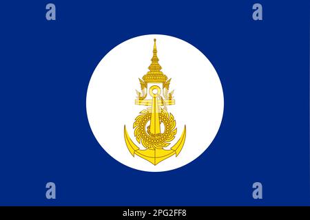 Top view of flag the Royal Thai Navy Thailand. Thai  travel and patriot concept. no flagpole. Plane layout, design. Flag background Stock Photo