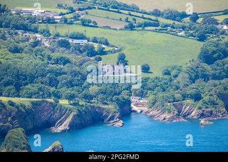 Aerial view of Watermouth Castle, Combe Martin, Ilfracombe, North Devon, UK Stock Photo