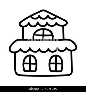 Cute tiny house isolated on white background. Sweet home. Vector hand-drawn illustration in doodle style. Perfect for decorations, cards, logo Stock Vector