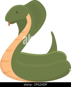 Green king cobra icon cartoon vector. Snake head. Venom mascot Stock Vector