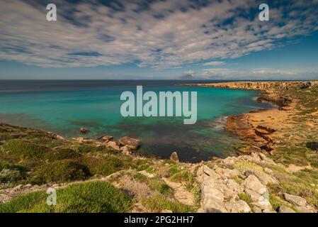 Panoramic view on Cala Rossa bay, Favignana Stock Photo