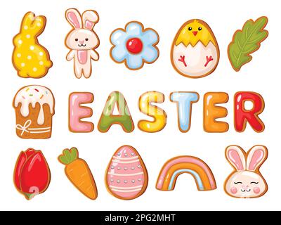 Easter gingerbread cookies icon Stock Vector