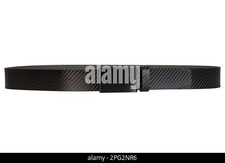 Black modern and luxury belt on white background. Black belt on isolate background. Stock Photo
