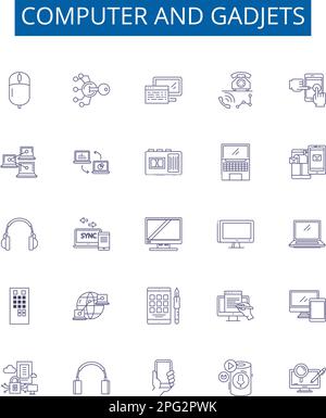 Gadjets line vector icons and signs. Devices, Electronics, Phones ...