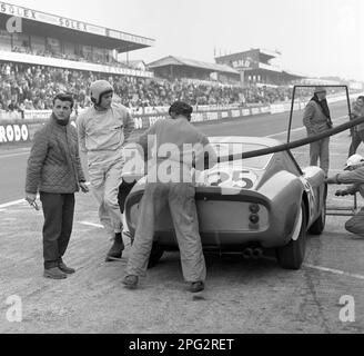 1963 Le Mans Pierre Dumay, Ferrari 250 GTO finished 4th. Stock Photo