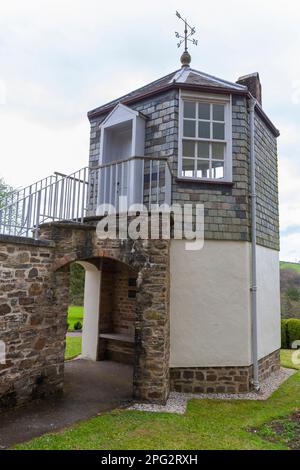 Octagonal gazebo, originally built circa 1752 at Palmer House, Great Torrington, and re-erected in 1999 in Rosemoor Gardens, Devon, UK.  Grade II list Stock Photo