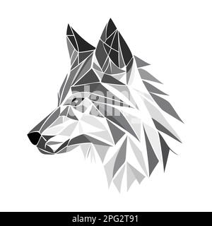 Wolf logo design. Abstract black polygon wolf head. Calm wolf face. Vector illustration Stock Vector