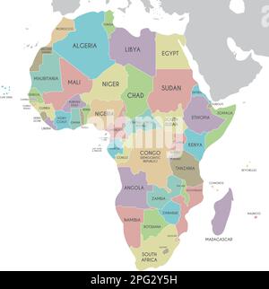 Colorful Africa political map with clearly labeled, separated layers ...