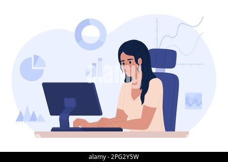Data analyst career flat concept vector spot illustration Stock Vector