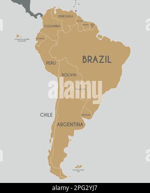 Political South America Map vector illustration. Editable and clearly labeled layers. Stock Vector