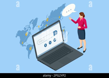 Isometric Search Online. Searching Browsing Internet, Data Information , Networking. Modern Menu for Sites and Apps. People Searching Job. Stock Vector