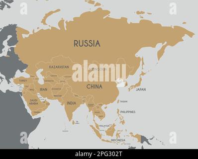 Political Asia Map vector illustration. Editable and clearly labeled layers. Stock Vector