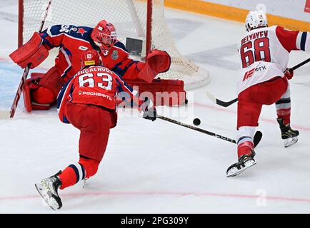 Fonbet - Russian Football Cup 2022/23. Match between the teams Spartak ( Moscow) - Lokomotiv (Moscow) at the stadium Opening Arena. From left to  right: Spartak team players Quincy Promes, Mikhail Ignatov and