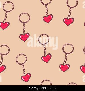 Keychain vector cartoon seamless pattern background for wallpaper, wrapping, packing, and backdrop. Stock Vector