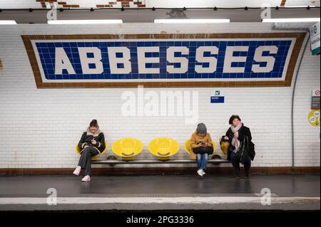 Abbesses station on Paris Metro, in France Stock Photo