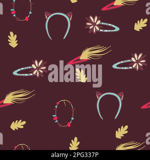 Hair accessory background. Stylist accessories, hairpin and clips. Baby girl accessories, plastic fashionable clip, barber decent vector seamless patt Stock Vector