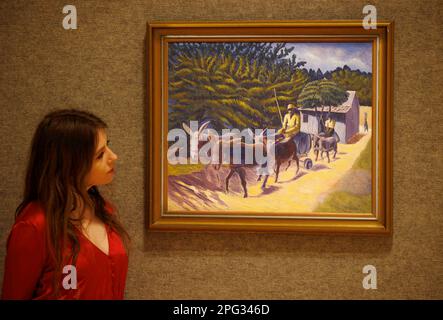 London, UK. 20th Mar, 2023. Gerard Sekoto, Donkeys. Estimate: £80,000 - 120,000 Preview of Modern and Contemporary African Art sale at Bonhams New Bond Street. The sale takes place on 22 March. Credit: Mark Thomas/Alamy Live News Stock Photo