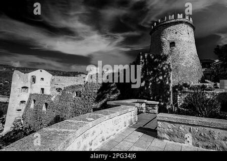 BALCK & WHITE : CROATIA - CASTLE TRSAT - RIJEKA Stock Photo