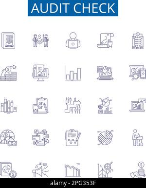 Audit check line icons signs set. Design collection of Inspection ...