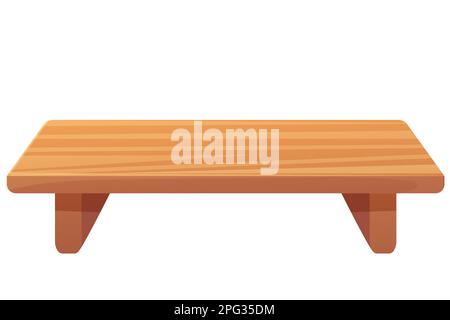 Wooden table traditional japan tray empty furniture in cartoon style isolated on white background. . Vector illustration Stock Vector