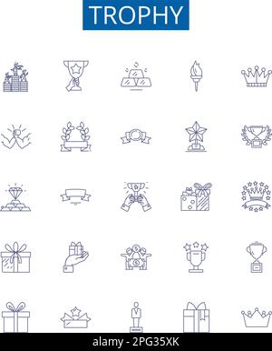 Regalia line icons collection. Crown, Robe, Scepter, Tiara, Mantle ...