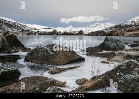 Snowdon In The Snow Stock Photo