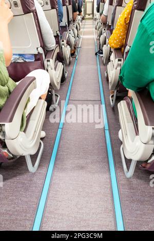 Eemergency floor path illumination marking in aeroplane cabin Stock ...