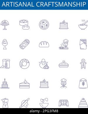 Artisanal craftsmanship line icons signs set. Design collection of ...