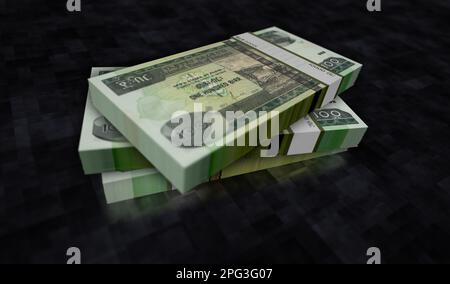 Ethiopia money Ethiopian Birr money pack 3d illustration. 100 ETB banknote bundle stacks. Concept of finance, cash, economy crisis, business success, Stock Photo