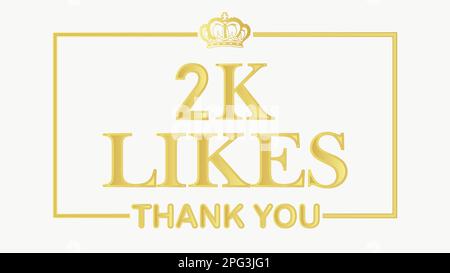 2K Like (2000 Like) Thank You - Gold Social Media Post, Vector Illustration Abstract Editable image Stock Vector