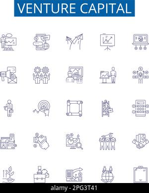 Venture capital line icons signs set. Design collection of Venture, Capital, Investing, Seed, Startups, Funding, Equity, Financial outline concept Stock Vector